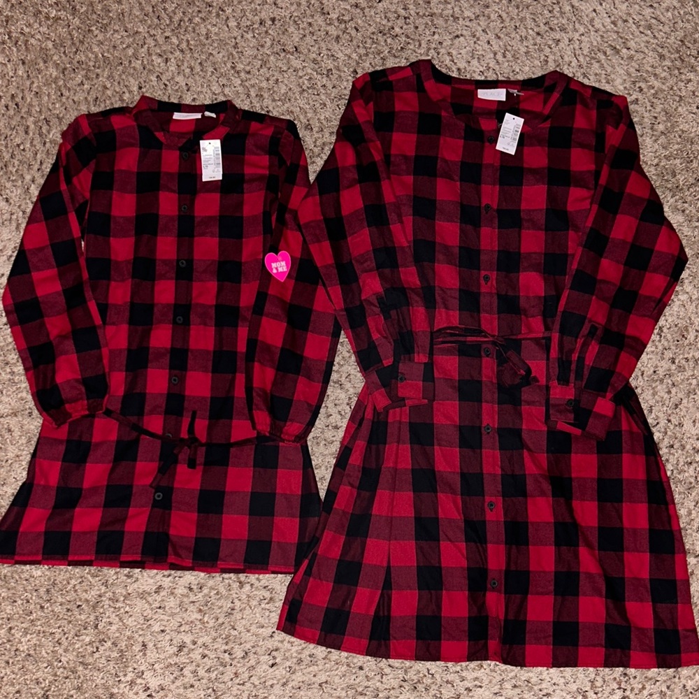 NWT Mom & Me Plaid Shirt Dresses